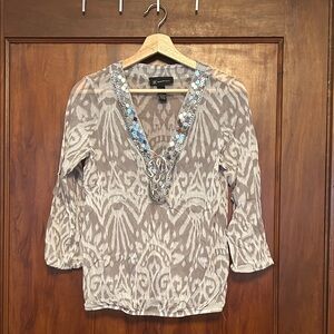 Patterned V-Neck Women's Top